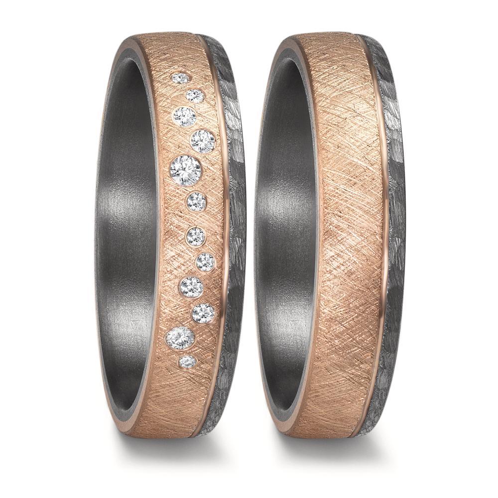 Partnerring 999 Tantal, 585/14 K roséguld diamant 0.105 ct, 12 stenar, w-si