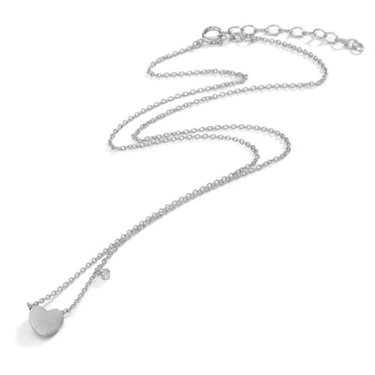 Collier Silver Zirkoniumoxid vit Hjärta 42-47 cm