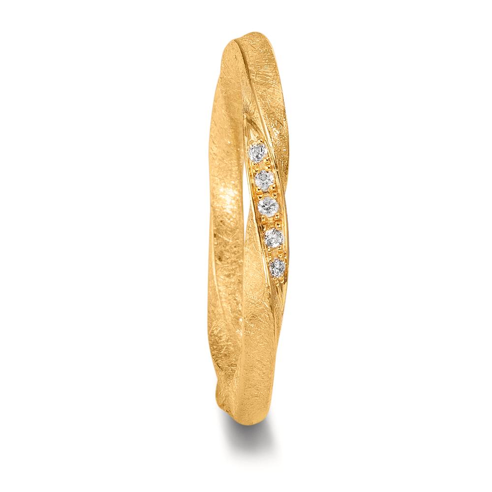 Partnerring 750/18 K gult guld diamant 0.075 ct, 15 stenar, tw-vsi