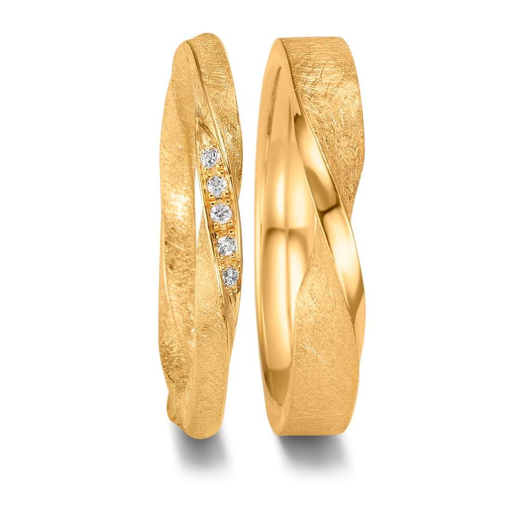 Partnerring 750/18 K gult guld diamant 0.075 ct, 15 stenar, tw-vsi