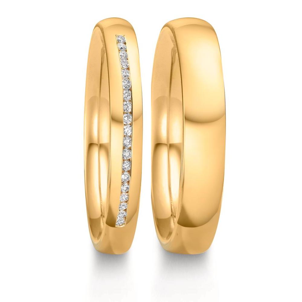 Partnerring 750/18 K gult guld diamant 0.095 ct, w-si