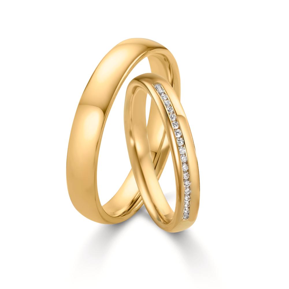 Partnerring 750/18 K gult guld diamant 0.095 ct, w-si
