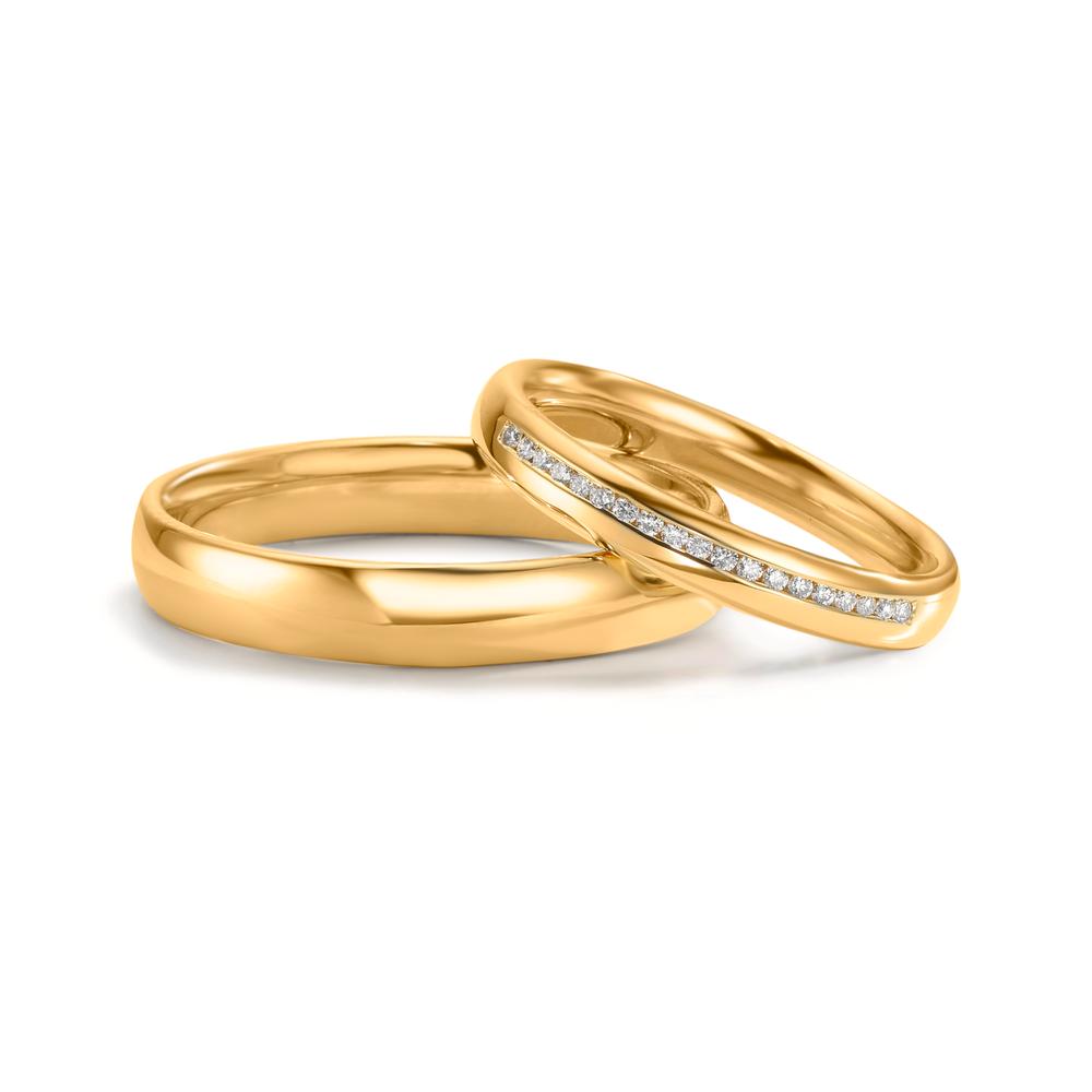 Partnerring 750/18 K gult guld diamant 0.095 ct, w-si