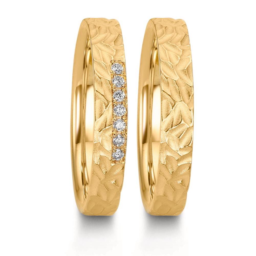 Partnerring 750/18 K gult guld diamant 0.063 ct, 7 stenar, w-si