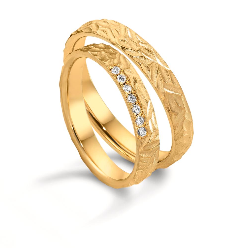 Partnerring 750/18 K gult guld diamant 0.063 ct, 7 stenar, w-si