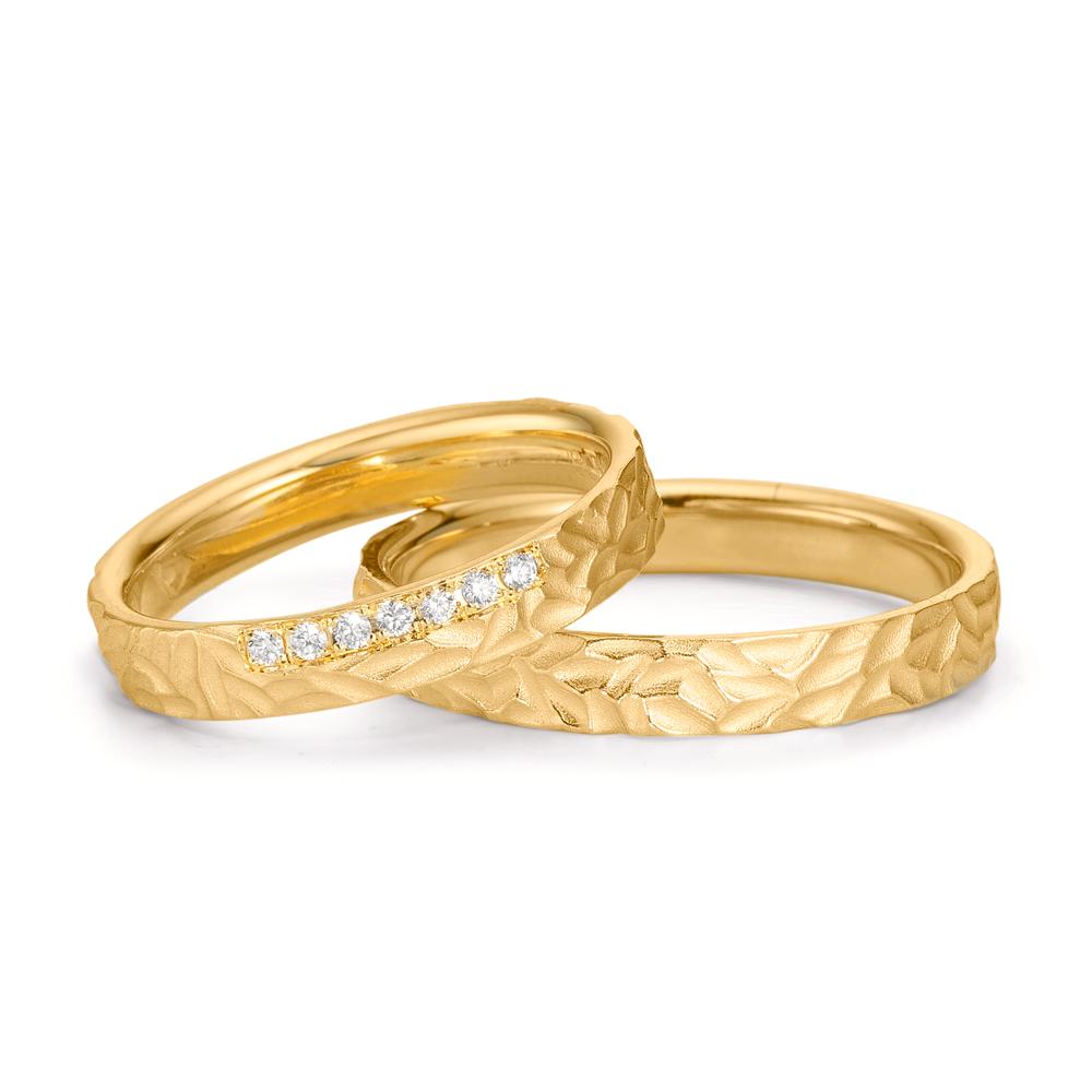 Partnerring 750/18 K gult guld diamant 0.063 ct, 7 stenar, w-si