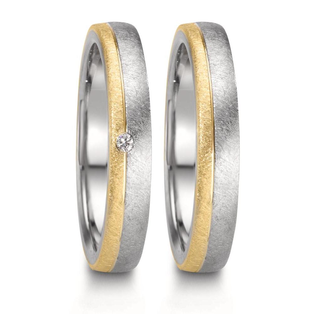 Partnerring rostfritt stål, 375/9 K gult guld