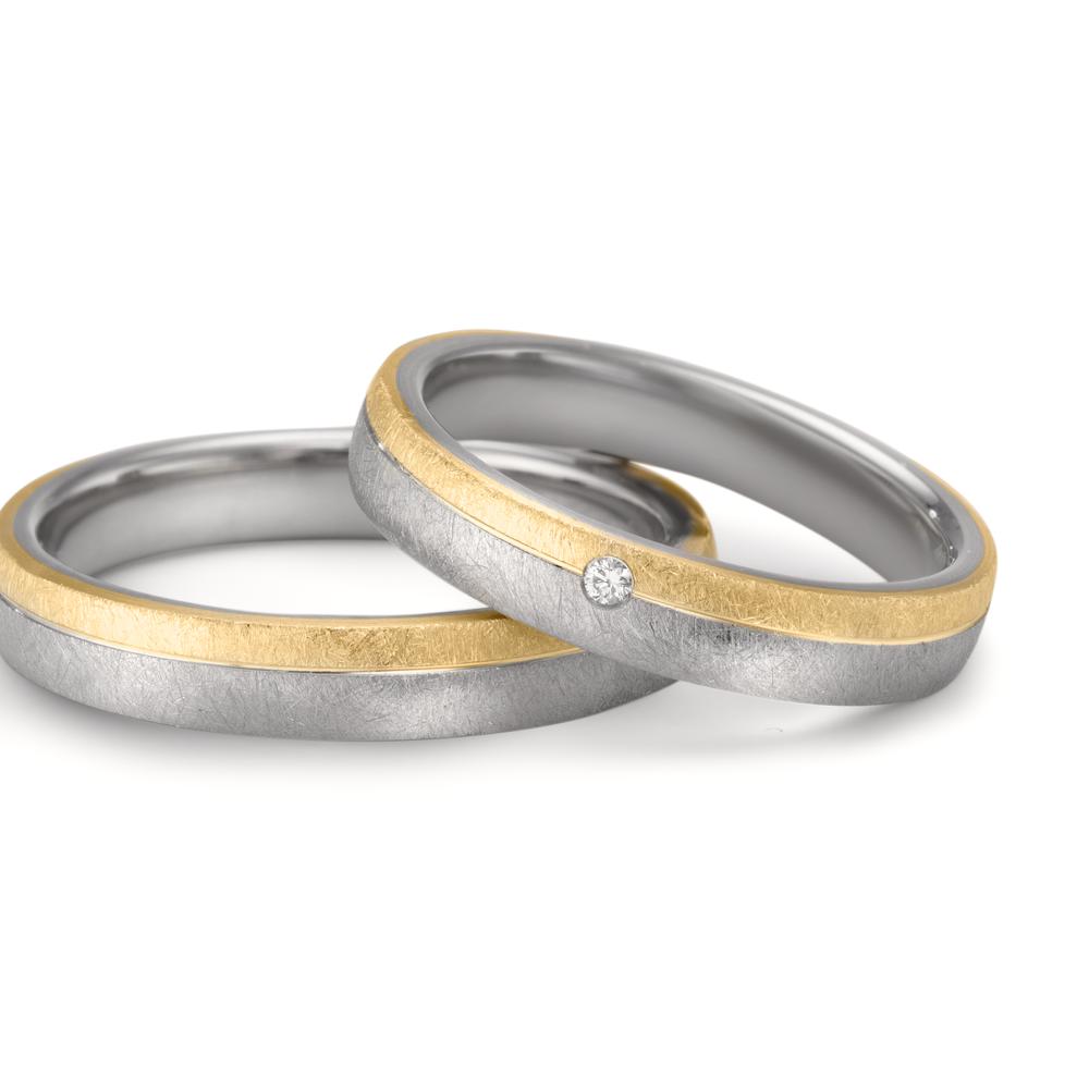 Partnerring rostfritt stål, 375/9 K gult guld