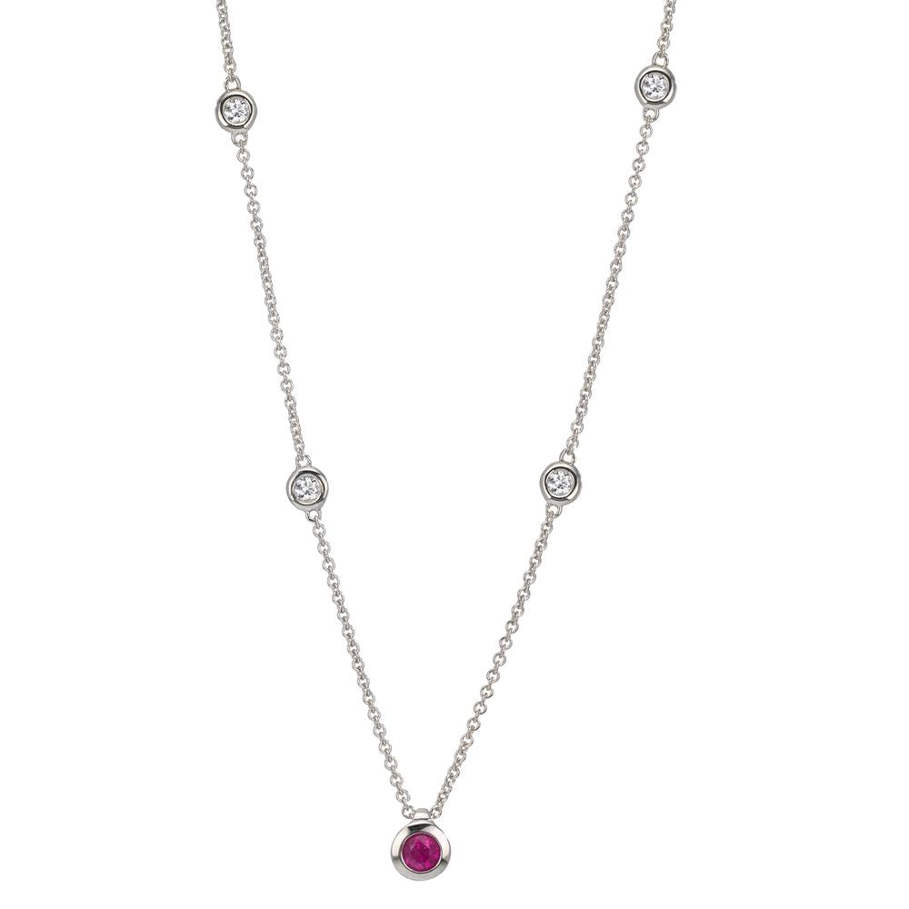 Collier 750/18 K vitguld diamant 0.14 ct, 4 stenar, w-si, rubin 42-45 cm