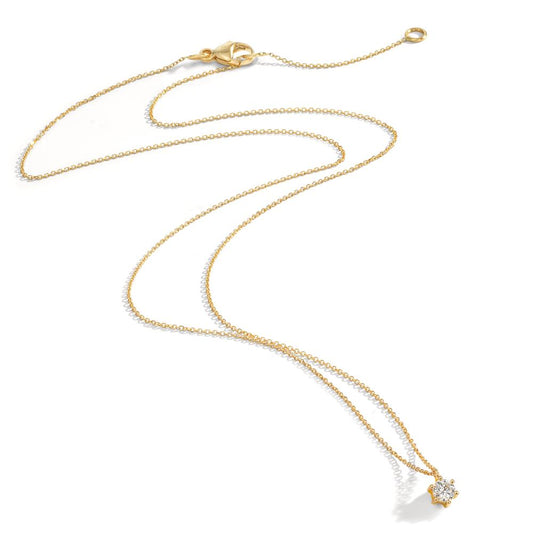 Collier 750/18 K gult guld diamant 0.15 ct, w-si 42-45 cm