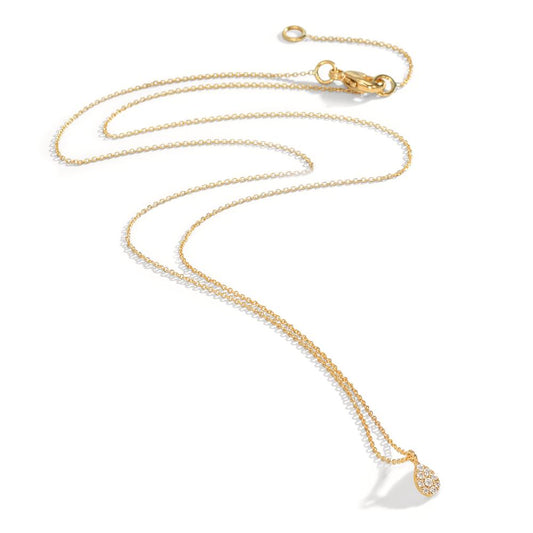 Collier 750/18 K gult guld diamant 0.04 ct, 9 stenar, w-si 42-45 cm