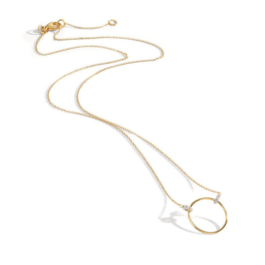Collier 375/9 K gult guld, 375/9 K vitguld Zirkoniumoxid 6 stenar 42-45 cm Ø14 mm