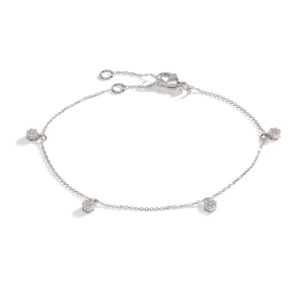 Armband 750/18 K vitguld diamant 0.24 ct, 28 stenar, w-si 16-19 cm