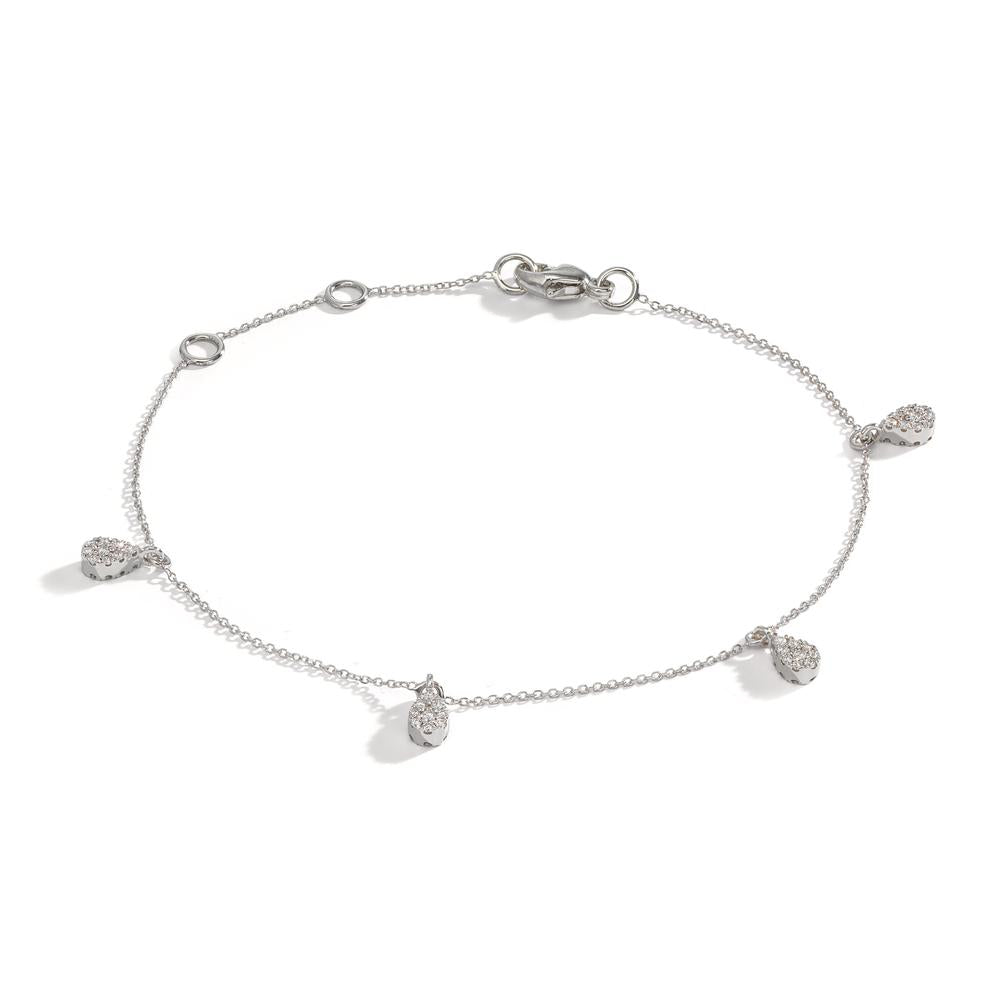 Armband 750/18 K vitguld diamant 0.32 ct, 36 stenar, w-si 16-19 cm