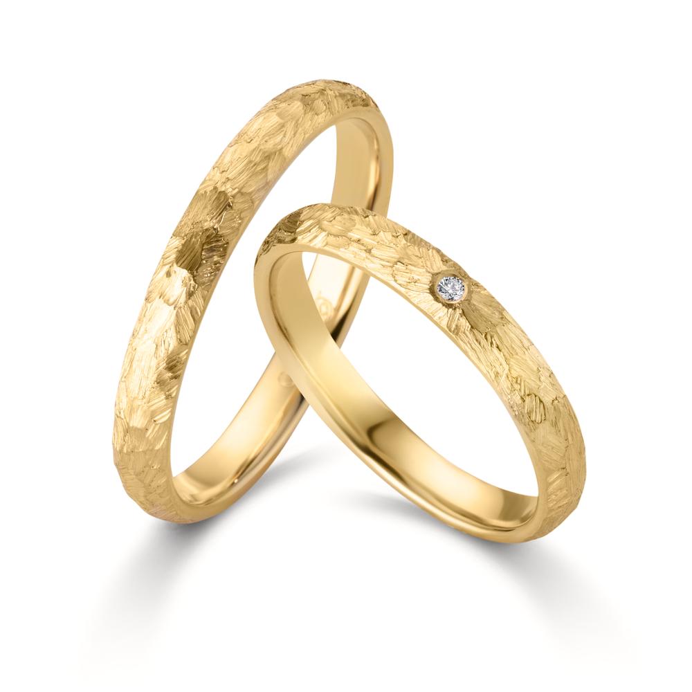 Partnerring 750/18 K gult guld diamant 0.014 ct, w-si