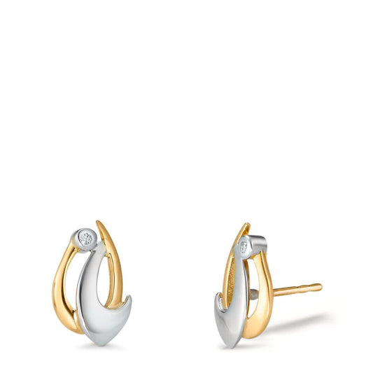 Örhängen med knoppar 750/18 K gult guld, 750/18 K vitguld diamant 0.02 ct, 2 stenar, p1