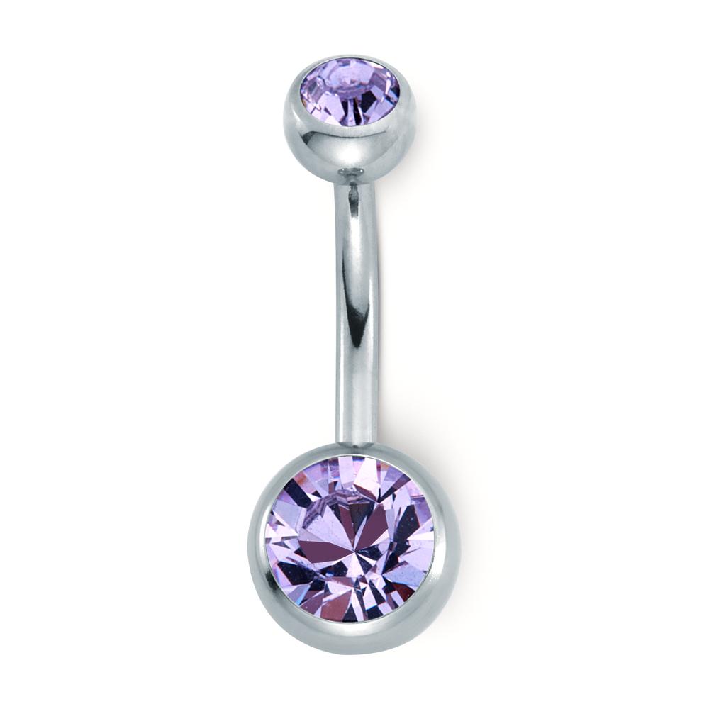 Navel piercing rostfritt stål kristall lavendel, [rund], 6 mm