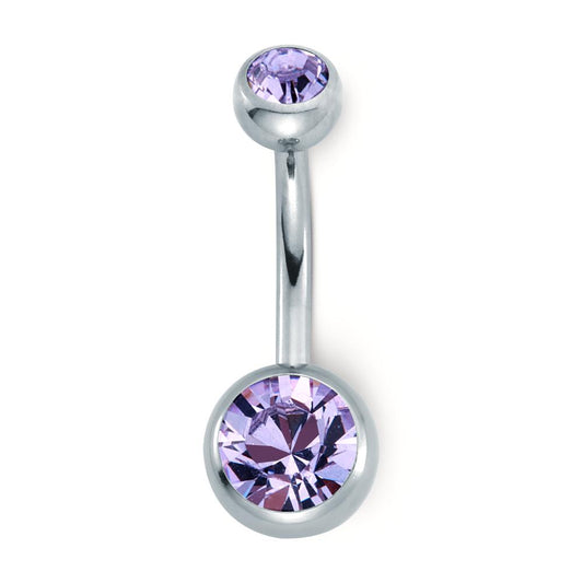 Navel piercing rostfritt stål kristall lavendel, [rund], 6 mm