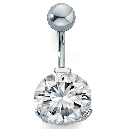Navel piercing rostfritt stål kristall vit Ø12 mm