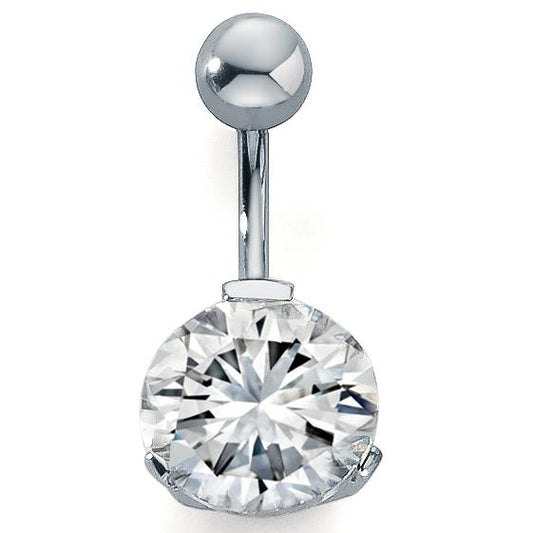 Navel piercing rostfritt stål kristall vit Ø12 mm