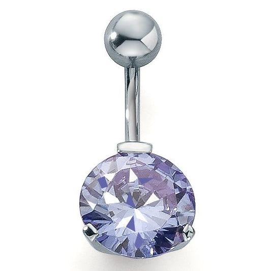Navel piercing rostfritt stål kristall lavendel Ø12 mm