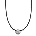 Collier rostfritt stål, gummi diamant 0.02 ct, tw-si 45 cm Ø2 mm