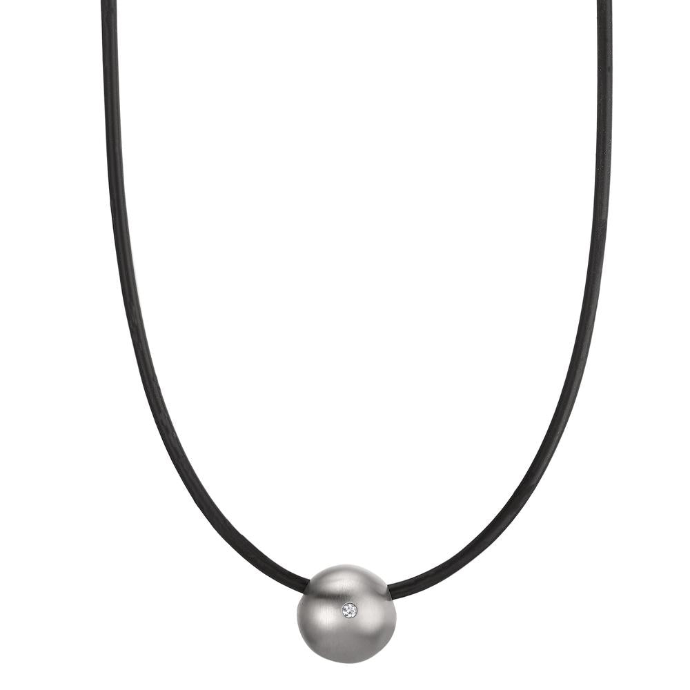 Collier rostfritt stål, gummi diamant 0.02 ct, tw-si 45 cm Ø2 mm