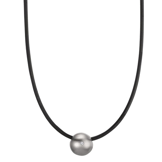 Collier rostfritt stål, gummi diamant 0.02 ct, tw-si 45 cm Ø2 mm