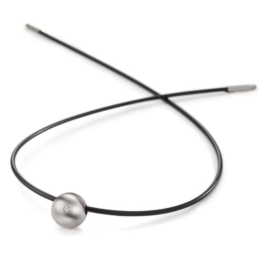Collier rostfritt stål, gummi diamant 0.02 ct, tw-si 45 cm Ø2 mm