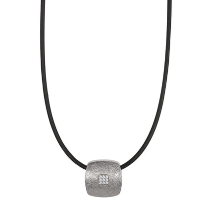 Collier rostfritt stål, gummi diamant 0.072 ct, 9 stenar, tw-si 45 cm Ø2 mm