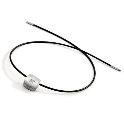 Collier rostfritt stål, gummi diamant 0.072 ct, 9 stenar, tw-si 45 cm Ø2 mm