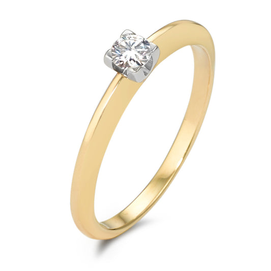 Solitärring 750/18 K gult guld diamant 0.20 ct, w-si