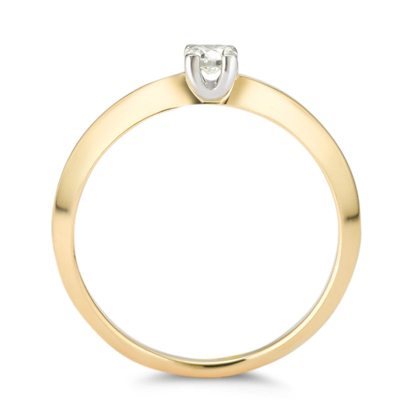 Solitärring 750/18 K gult guld diamant 0.20 ct, w-si