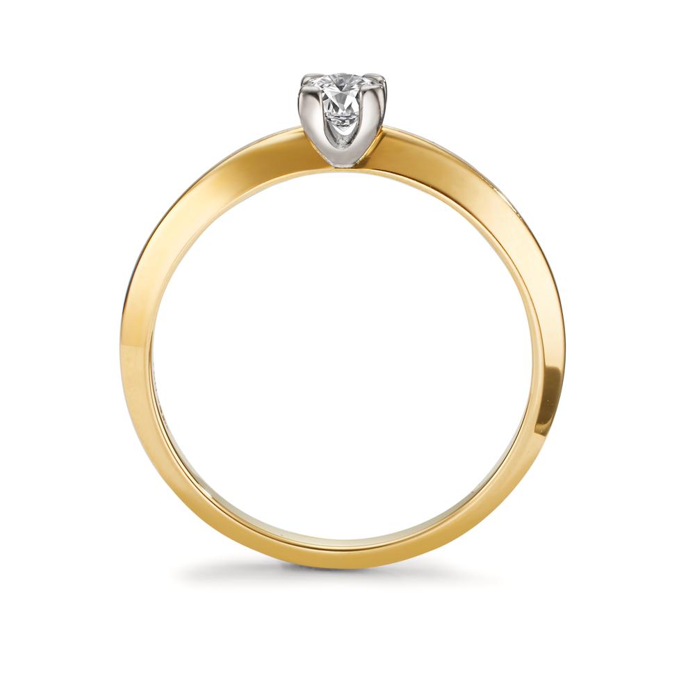 Solitärring 750/18 K gult guld diamant 0.30 ct, w-si tvåfärgad
