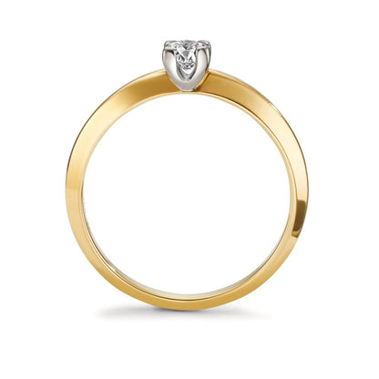 Solitärring 750/18 K gult guld diamant 0.30 ct, w-si tvåfärgad