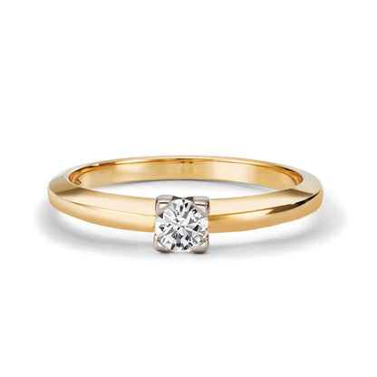 Solitärring 750/18 K gult guld diamant 0.30 ct, w-si tvåfärgad