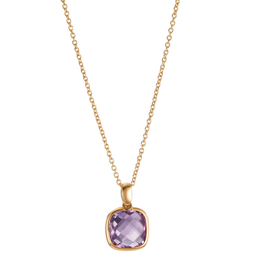 Collier 750/18 K gult guld ametist 45 cm