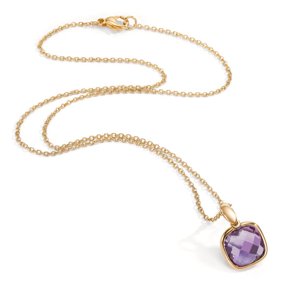 Collier 750/18 K gult guld ametist 45 cm