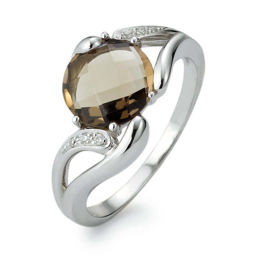 Finger ring 750/18 K vitguld diamant 0.04 ct, 6 stenar, w-si, Rökkvarts