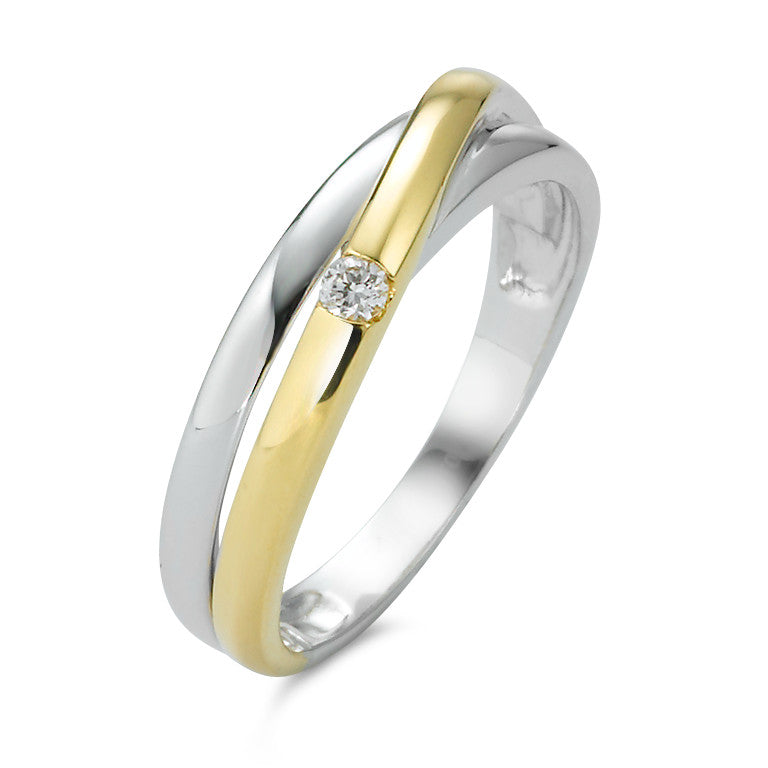 Finger ring 750/18 K vitguld, 750/18 K gult guld diamant 0.05 ct, w-si