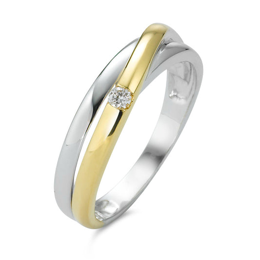 Finger ring 750/18 K vitguld, 750/18 K gult guld diamant 0.05 ct, w-si