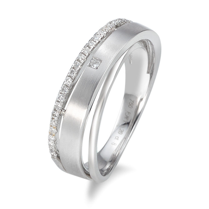 Finger ring 750/18 K vitguld diamant 0.20 ct, 28 stenar, w-si