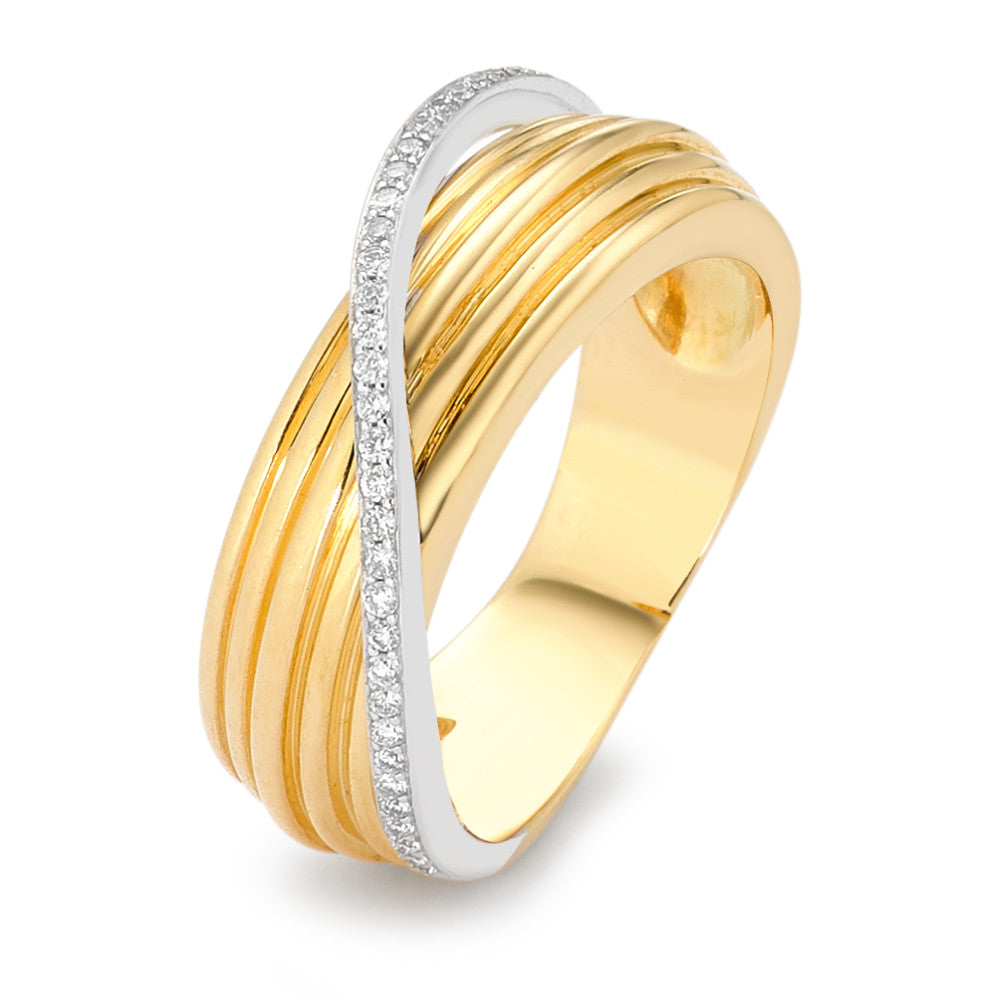Finger ring 750/18 K gult guld diamant 0.12 ct, w-si