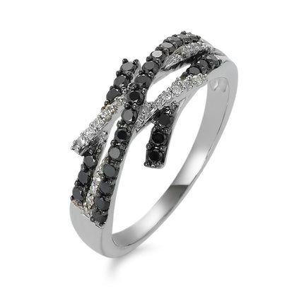 Finger ring 750/18 K vitguld diamant 0.47 ct, 41 stenar, w-si