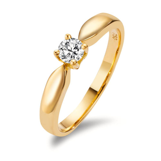 Solitärring 750/18 K gult guld diamant 0.20 ct, w-si