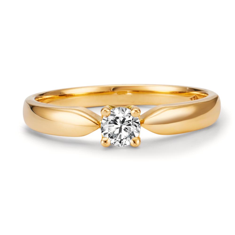 Solitärring 750/18 K gult guld diamant 0.20 ct, w-si