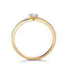 Solitärring 750/18 K gult guld diamant 0.20 ct, 17 stenar, w-si