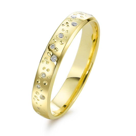Finger ring 750/18 K gult guld diamant 0.13 ct, 24 stenar, w-si