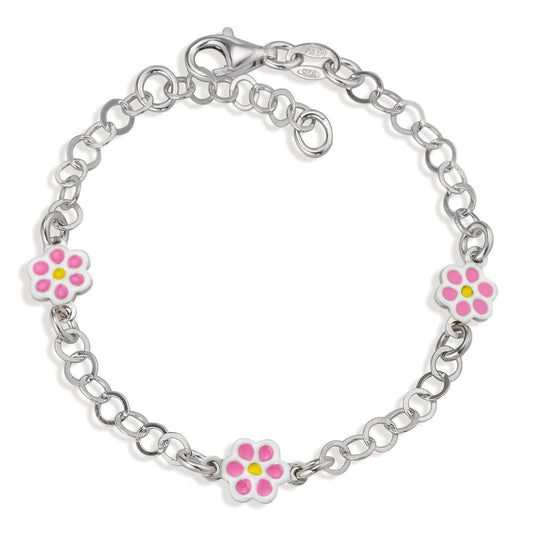 Armband Silver rodiumpläterad blomma 14-16 cm Ø6.5 mm