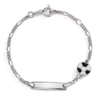 Graverat armband Silver rodiumpläterad Fotboll 14-16 cm